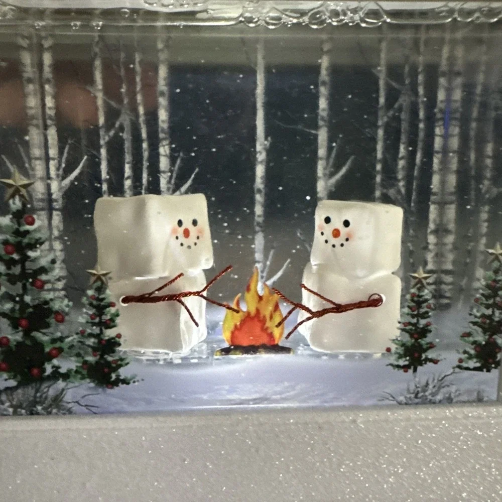 Confetti Lites Lighted Swirl Marshmallow Snowman Campfire Lantern #Shelf